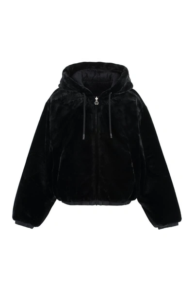 Moose Knuckles Faux Fur Jacket In Black