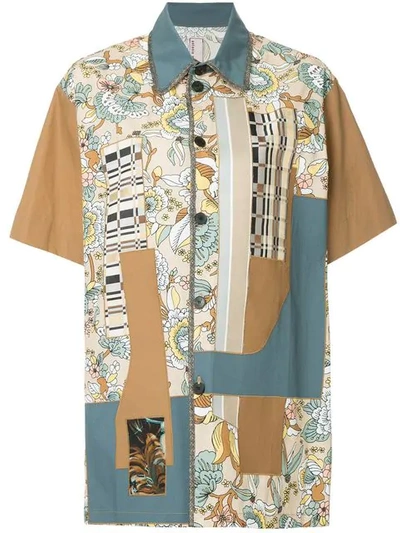 Antonio Marras Patchwork Short Sleeve Shirt In Brown