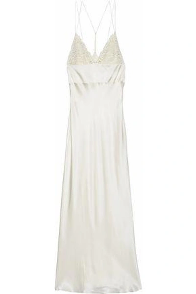 La Perla Woman Guipure Lace-paneled Silk-blend Satin Nightdress Ivory