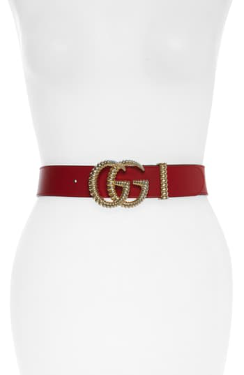 gucci moon leather belt