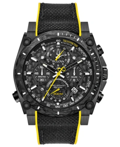 Bulova Men's Chronograph Precisionist Champlain Black & Yellow Rubber Strap Watch 46.5mm