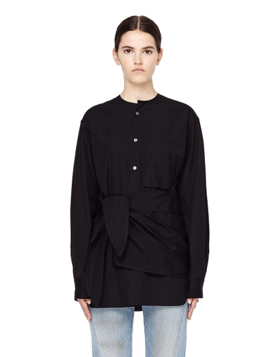 Y's Black Collarless Cotton Shirt