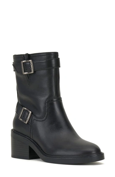 Vince Camuto Women's Kaemie Moto Mid-shaft Buckled Engineer Boots In Chocolate Leather