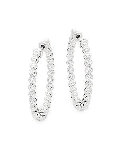 Saks Fifth Avenue Diamond & 14k White Gold Hoop Earrings In Silver