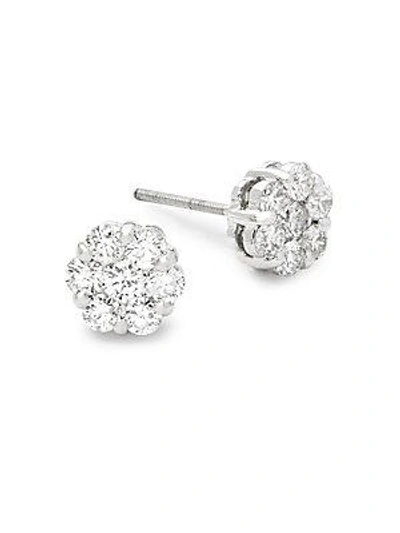 Saks Fifth Avenue Women's 14k White Gold & 1 Tcw Diamond Flower Stud Earrings