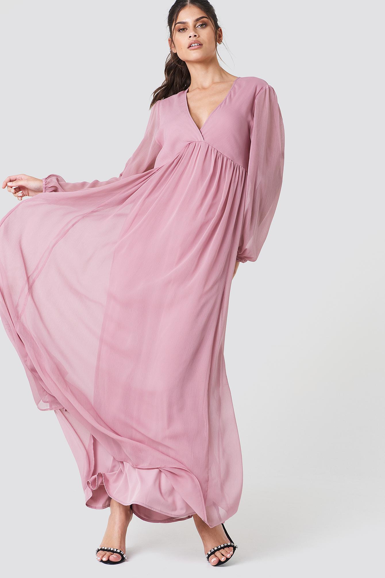 chiffon balloon sleeve dress