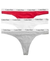 Calvin Klein Carousel Cotton Thong 3-pack Qd3587 In Sophie Pink/white/stripe