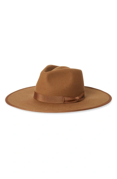 Brixton Jo Rancher Wool Fedora Hat In Golden Brown