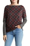 Go Couture Pullover Knit Top In Black Print 1