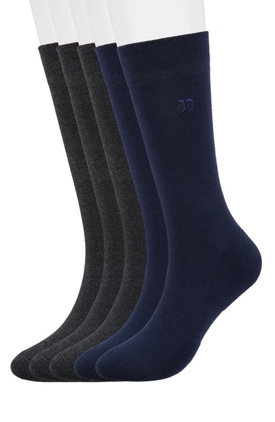 Joe's Pack Of 5 Flat Knit Crew Socks In Blue