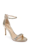 Jewel Badgley Mischka Campbell Sandal In Gold Textile