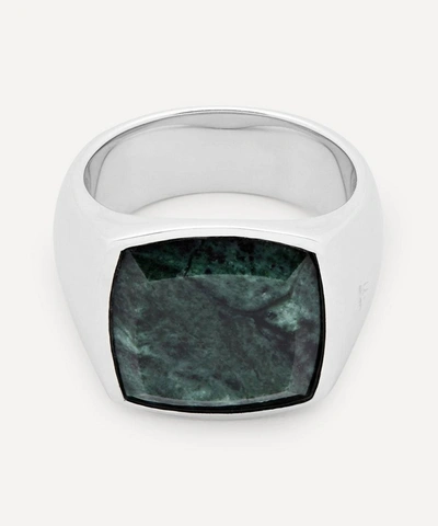 Tom Wood Silver Green Marble Cushion Ring