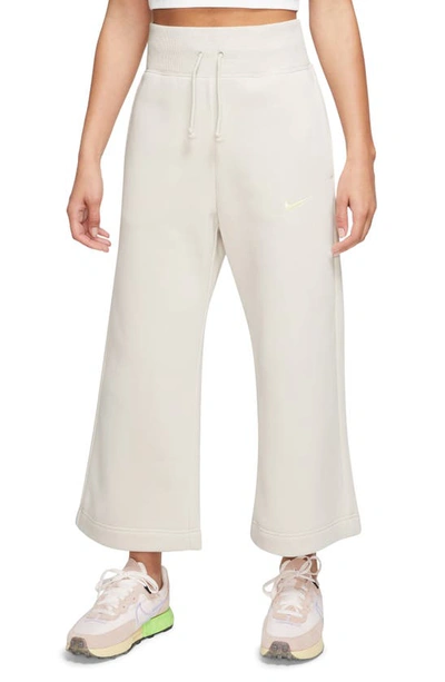 Nike Sportswear Phoenix High Waist Fleece Crop Sweatpants In Lt Orewood Brn/ Sail
