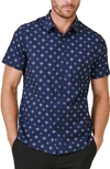 7 Diamonds Labyrinth Short Sleeve Button-up Shirt In Navy