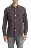 Frame Long Sleeve Corduroy Button-up Shirt In Charcoal G
