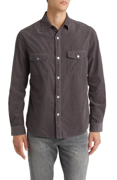 Frame Long Sleeve Corduroy Button-up Shirt In Charcoal Grey