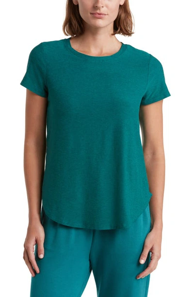 Beyond Yoga On The Down Low T-shirt In Lunar Teal Heather