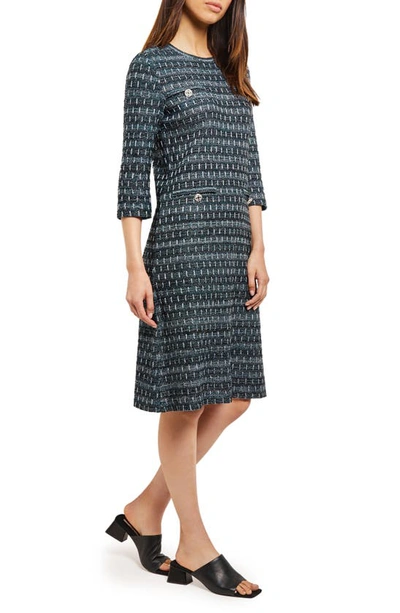 Misook Metallic Tweed Shift Sweater Dress In Multi