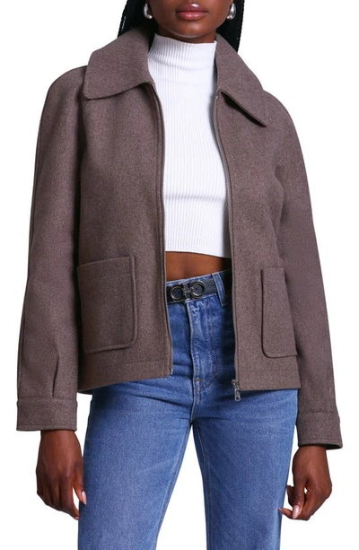 Avec Les Filles Relaxed Fit Shirt Jacket In Brown