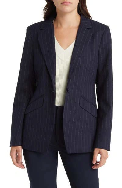 Favorite Daughter The Favorite Pinstripe Blazer In Navy Pinstripe