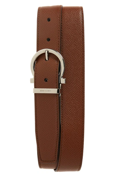 Ferragamo Reversible Leather Belt In Brown,black