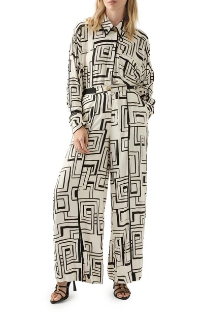 Aje Vortex Geo Print Split Leg Pants In Abstract Penrose