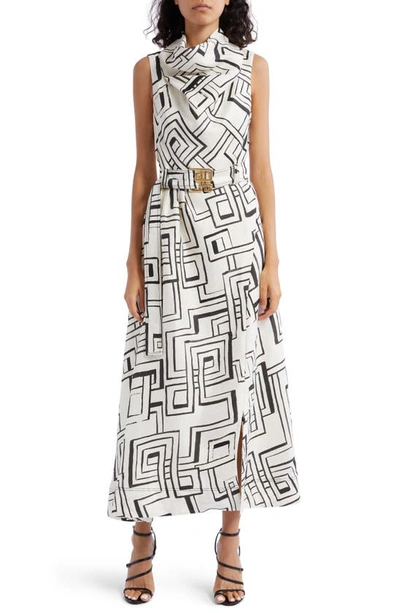 Aje Amity Geo Print Sleeveless Linen Blend Dress In Abstract Penrose