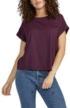Jag Jeans Drapey Cuff Cotton & Modal T-shirt In Eggplant