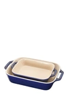 Staub Ceramic 2-piece Rectangular Baking Dish Set In Dark Blue