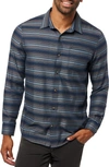 Travismathew Cloud Cotton Blend Flannel Button-up Shirt In Total Eclipse/ Portabella