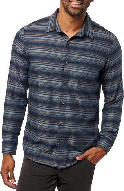 Travismathew Cloud Cotton Blend Flannel Button-up Shirt In Total Eclipse/ Portabella