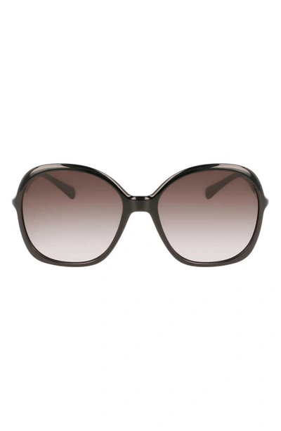 Longchamp 59mm Roseau Modified Rectangle Sunglasses In Black