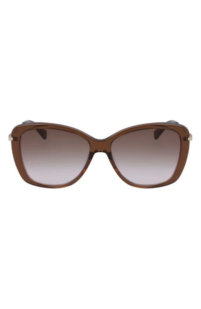 Longchamp 56mm Gradient Lens Butterfly Sunglasses In Brown/ Rose