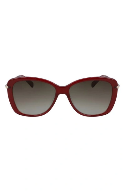Longchamp 56mm Gradient Lens Butterfly Sunglasses In Red/ Rose