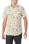 O'neill Oasis Modern Fit Tropical Print Short Sleeve Button-up Shirt In Cream