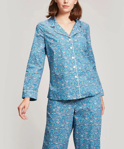 Liberty London Lmran Cotton Pyjama Set In Teal