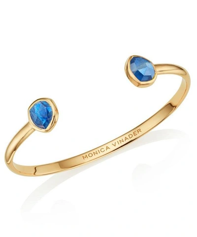 Monica Vinader Gold Vermeil Siren Kyanite Thin Cuff Bracelet In Blue