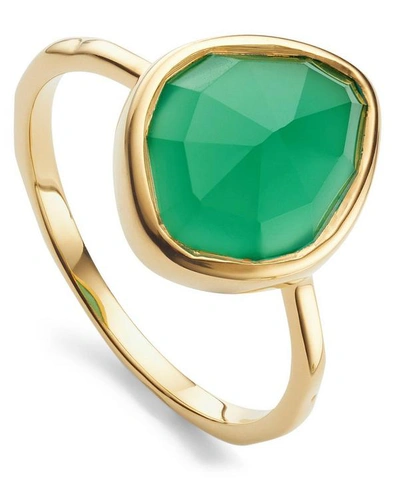 Monica Vinader Gold Vermeil Green Onyx Siren Small Nugget Stacking Ring In Gold