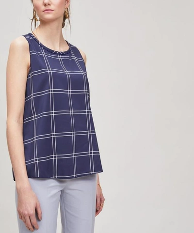 Piazza Sempione Check Sleeveless Top In Blue