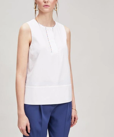 Piazza Sempione Beaded Sleeveless Top In White