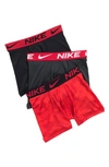 Nike Kids' Assorted 3-pack Micro Essentials Boxer Briefs In Red/ Anthracite