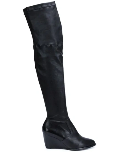 Robert Clergerie Over The Knee Leather Boots In Black