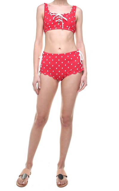 Marysia Palm Springs Lace-up Bikini Briefs In Rosso