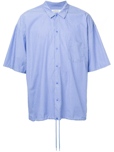 Monkey Time Striped Drawstring Hem Shirt - Blue