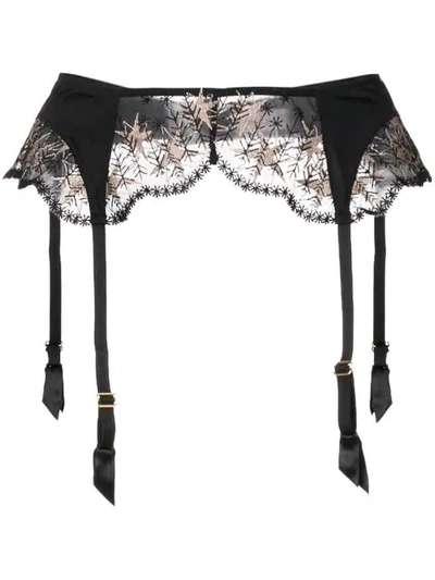 Chite' Lace-embroidered Suspenders In Black/gold