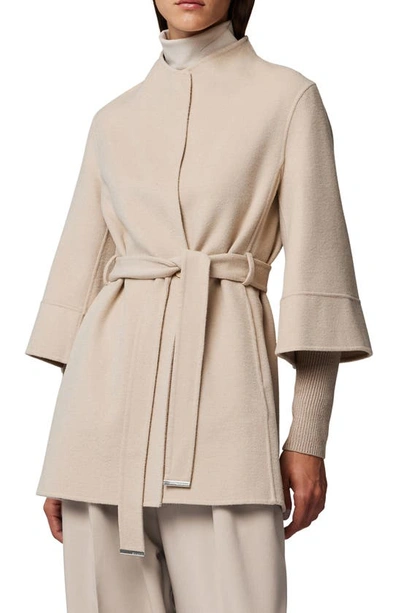 Soia & Kyo Selma Belted Wool Wrap Coat In Beige