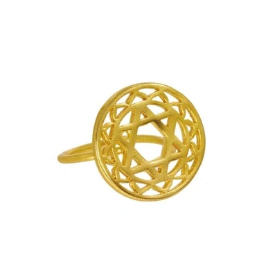 Ottoman Hands Gold Heart Chakra Ring
