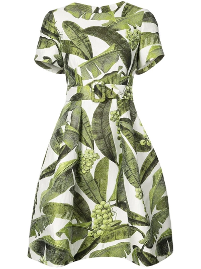 Oscar De La Renta Leaf Print Dress