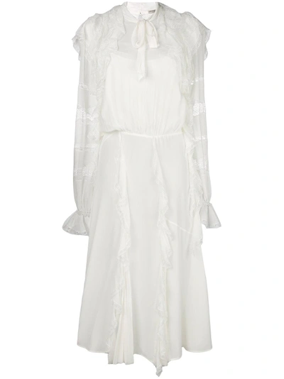 Ermanno Scervino Lace And Frill Trim Midi Dress - White