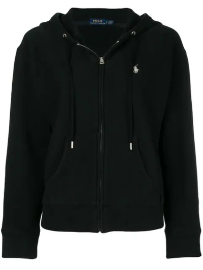 Polo Ralph Lauren Front Logo Zipped Hoodie - Black